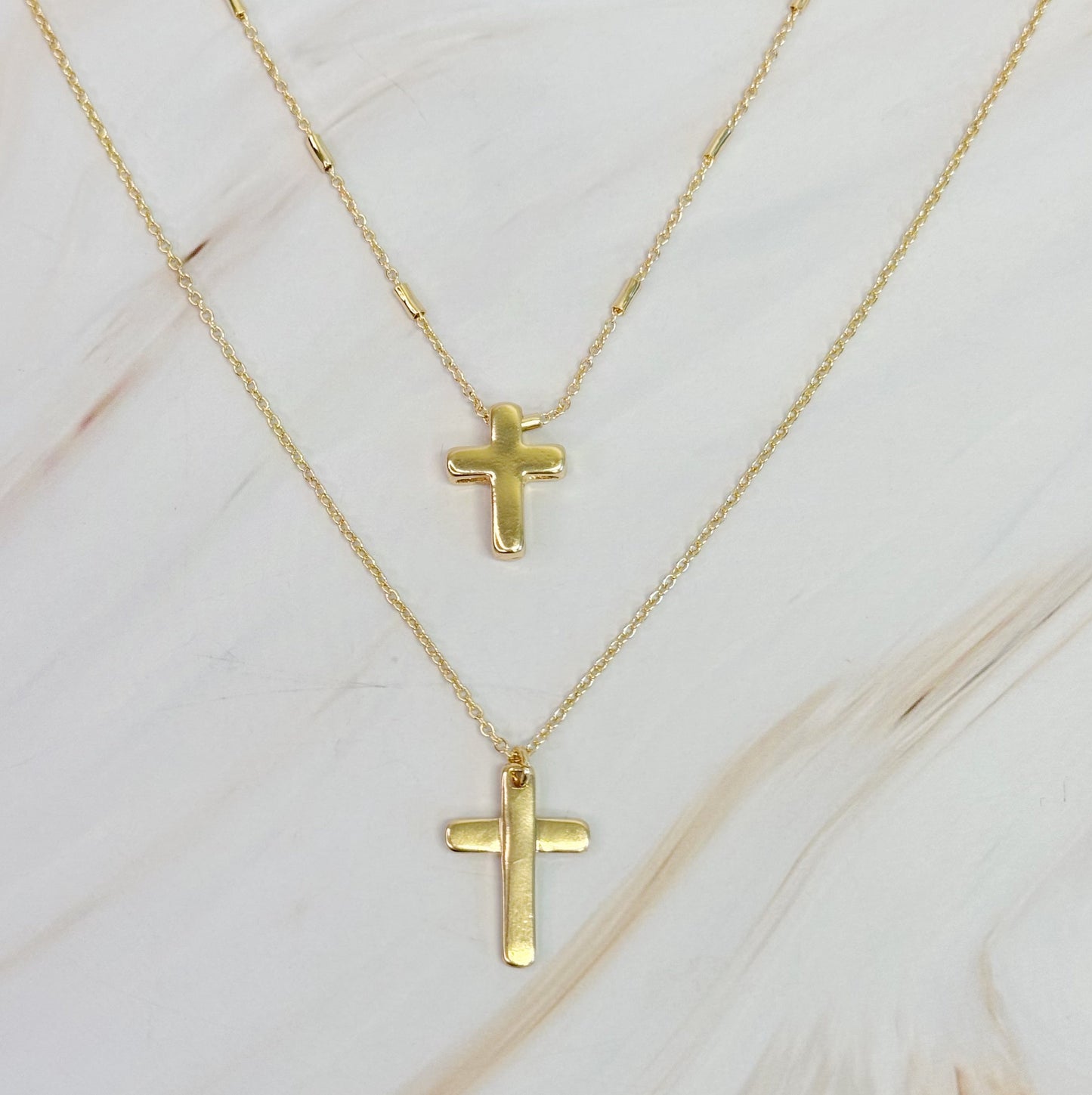 Pretty Chain Cross Necklace Set of 2