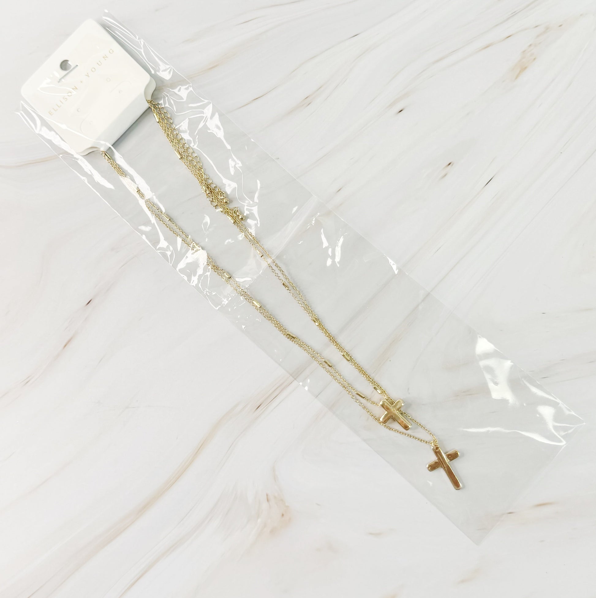 Pretty Chain Cross Necklace Set of 2
