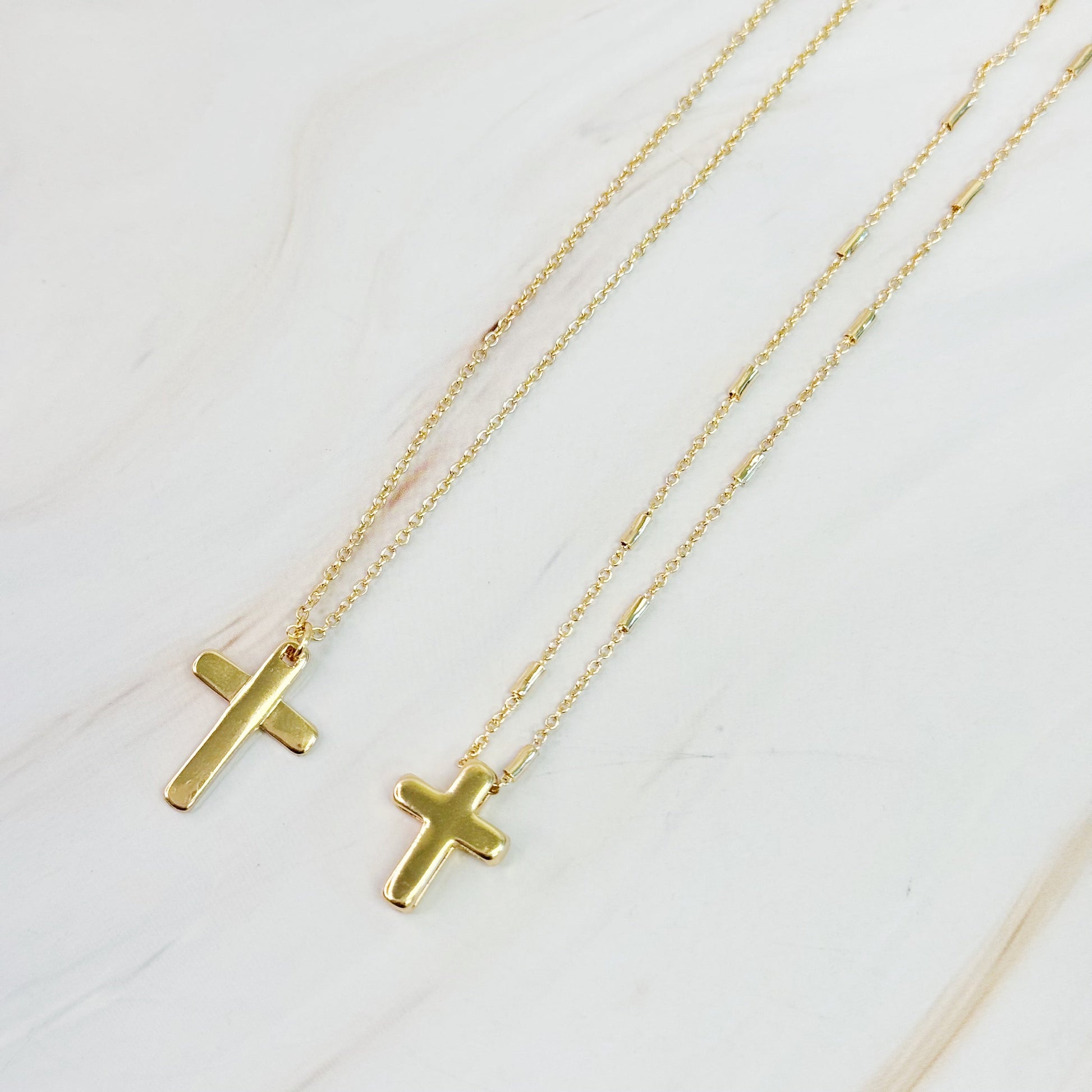Pretty Chain Cross Necklace Set of 2