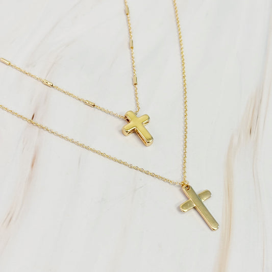 Pretty Chain Cross Necklace Set of 2